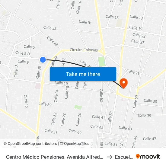 Centro Médico Pensiones, Avenida Alfredo Barrera Vázquez Por 34 Y 32, San Damián to Escuela Modelo map