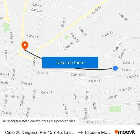 Calle 26 Daigonal Por 45 Y 45, Las Brisas to Escuela Modelo map