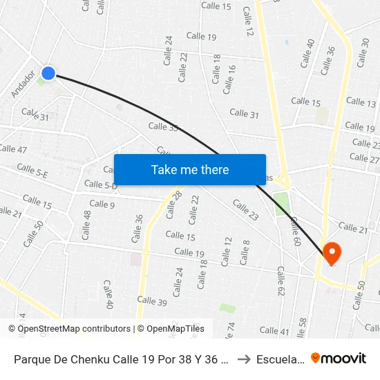 Parque De Chenku Calle 19 Por 38 Y 36 Residencial Del Norte (Chenku) to Escuela Modelo map