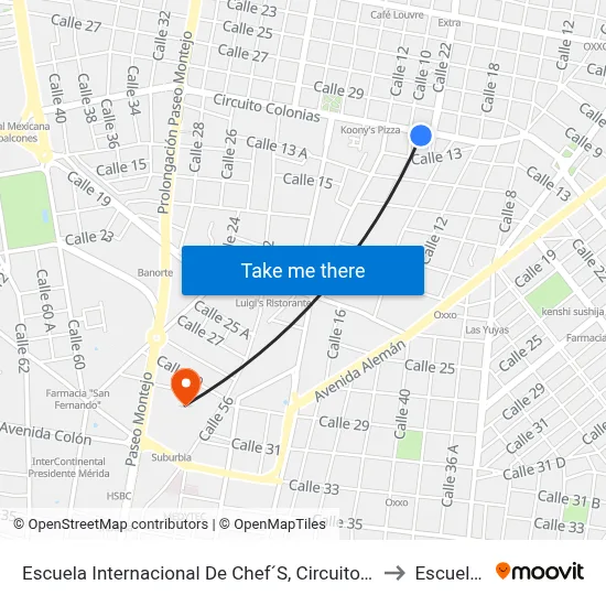 Escuela Internacional De Chef´S, Circuito Colonias Por 10 Y 22, México Oriente to Escuela Modelo map