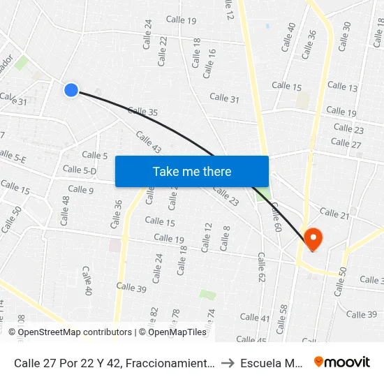 Calle 27 Por 22   Y 42, Fraccionamiento Limones to Escuela Modelo map