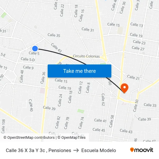 Calle 36 X 3a Y 3c , Pensiones to Escuela Modelo map