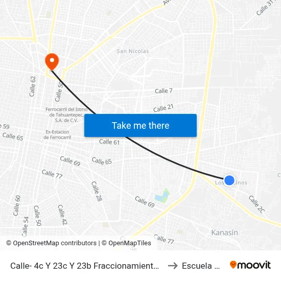 Calle- 4c Y 23c Y 23b Fraccionamiento, Victoria Kanasín to Escuela Modelo map