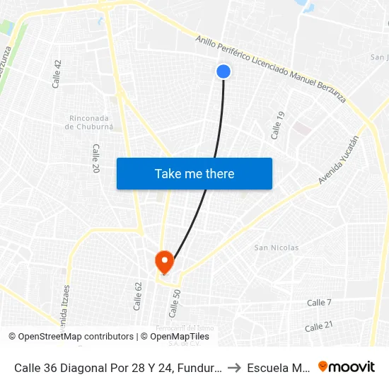 Calle 36 Diagonal Por 28 Y 24, Fundura Montebello to Escuela Modelo map