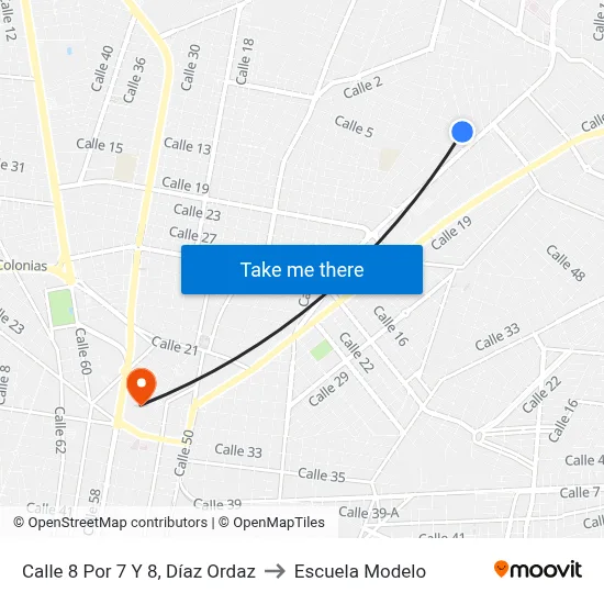 Calle 8 Por 7 Y 8, Díaz Ordaz to Escuela Modelo map