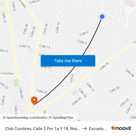 Club Cumbres, Calle 5 Por 1a Y 18, Residencial Montecristo to Escuela Modelo map