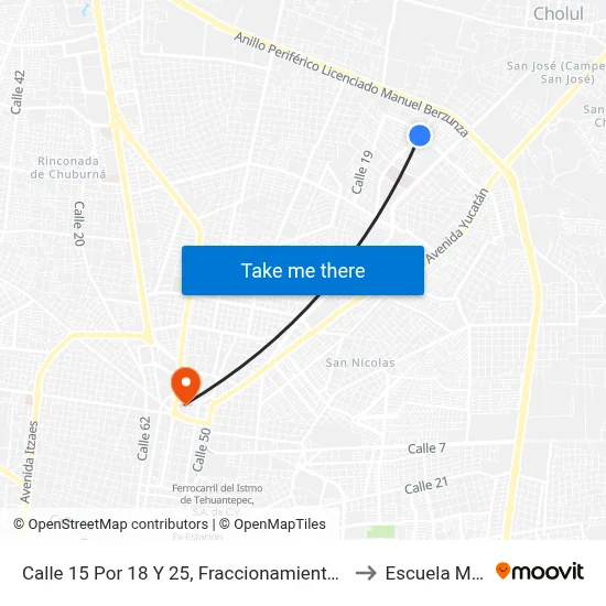 Calle 15 Por 18 Y 25, Fraccionamiento Monte Carlo to Escuela Modelo map