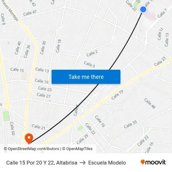 Calle 15 Por 20 Y 22, Altabrisa to Escuela Modelo map