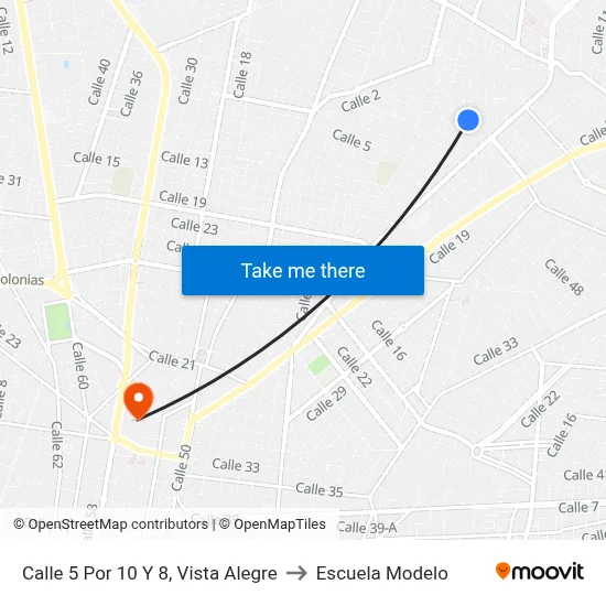 Calle 5 Por 10 Y 8, Vista Alegre to Escuela Modelo map