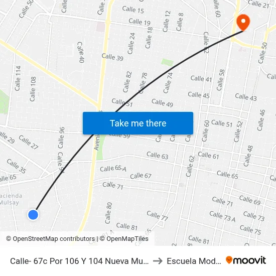 Calle- 67c Por 106 Y 104 Nueva Mulsay I to Escuela Modelo map