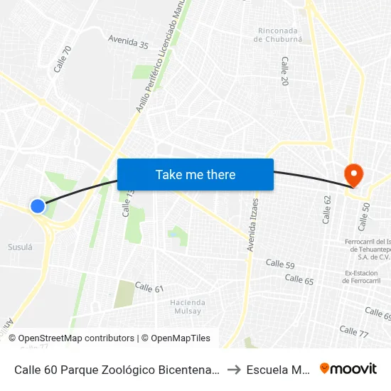 Calle 60 Parque Zoológico Bicentenario Animaya to Escuela Modelo map