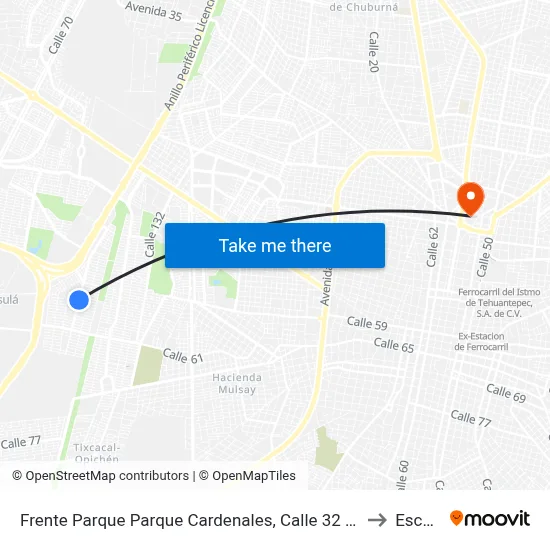 Frente Parque Parque Cardenales, Calle 32 Por 21 Y 19, Fraccionamiento Ampliación Juan Pablo II Sección Santa Fe to Escuela Modelo map