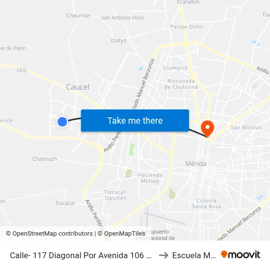Calle- 117 Diagonal Por Avenida 106 Y 104 Caucel II to Escuela Modelo map