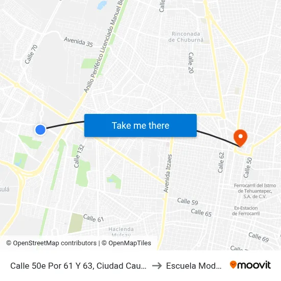 Calle 50e Por 61 Y 63, Ciudad Caucel to Escuela Modelo map