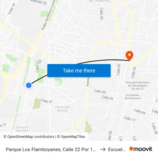 Parque Los Flamboyanes, Calle 22 Por 17 Y 13, Fraccionamiento Juan Pablo II to Escuela Modelo map