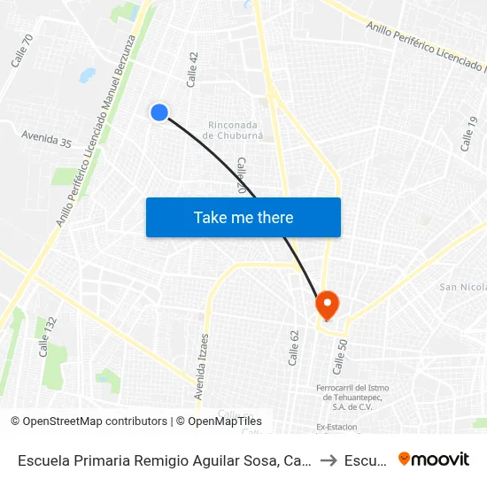 Escuela Primaria Remigio Aguilar Sosa, Calle 57 Por 46 Y 48, Fraccionamiento Francisco De Montejo to Escuela Modelo map