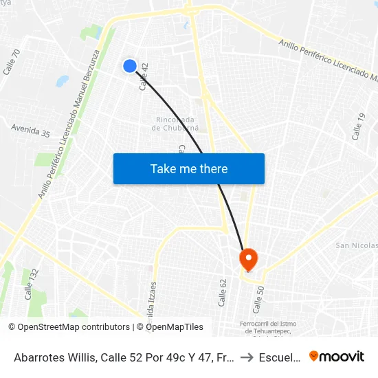 Abarrotes Willis, Calle 52 Por 49c Y 47, Fraccionamiento Francisco De Montejo to Escuela Modelo map