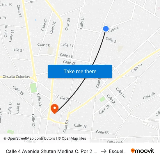 Calle 4  Avenida Shutan Medina C. Por 2 Y 15, Fraccionamiento Montecristo to Escuela Modelo map
