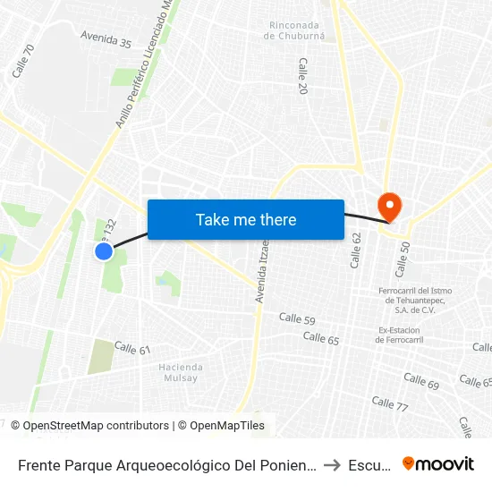 Frente Parque Arqueoecológico Del Poniente, Calle 132 Por 67b Y 67c, Fraccionamiento Juan Pablo II to Escuela Modelo map