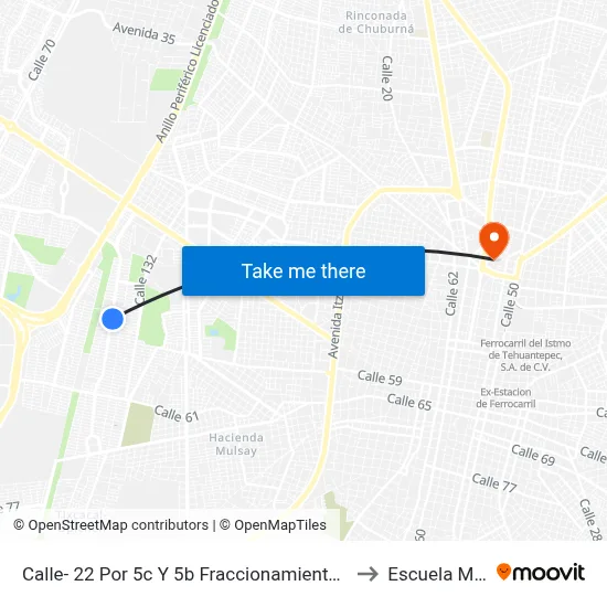 Calle- 22 Por 5c Y 5b Fraccionamiento, Juan Pablo II to Escuela Modelo map