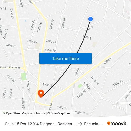 Calle 15 Por 12 Y 4 Diagonal. Residencial Montecristo to Escuela Modelo map
