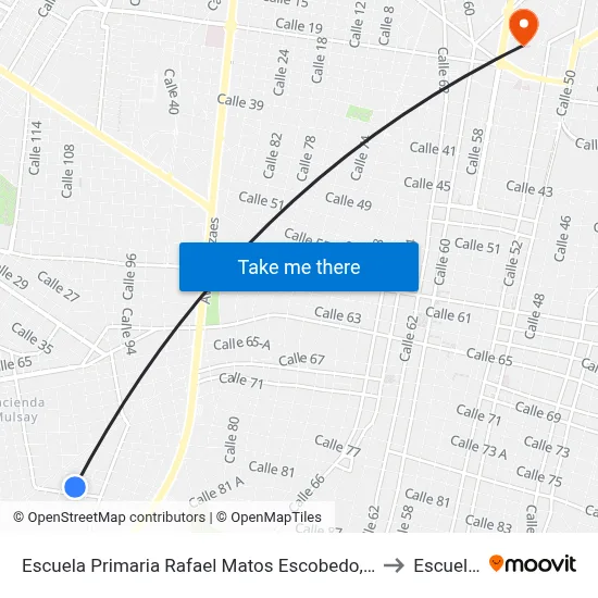 Escuela Primaria Rafael Matos Escobedo, Calle 100 Por 79b Y 79c, Colonia Sambulá to Escuela Modelo map
