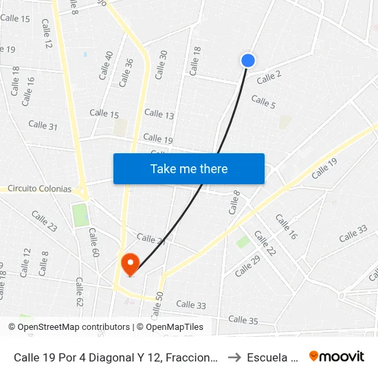 Calle 19 Por 4 Diagonal Y 12, Fraccionamiento Montecristo to Escuela Modelo map