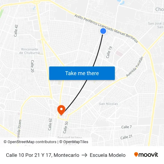 Calle 10 Por 21 Y 17, Montecarlo to Escuela Modelo map