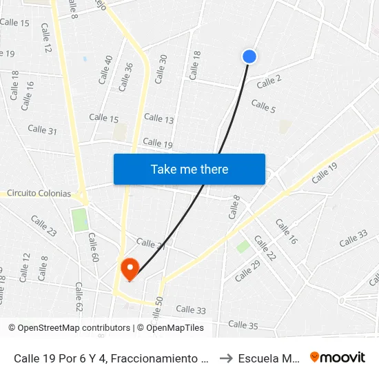 Calle 19 Por 6 Y 4, Fraccionamiento Montecristo to Escuela Modelo map