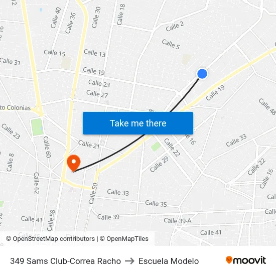 349 Sams Club-Correa Racho to Escuela Modelo map