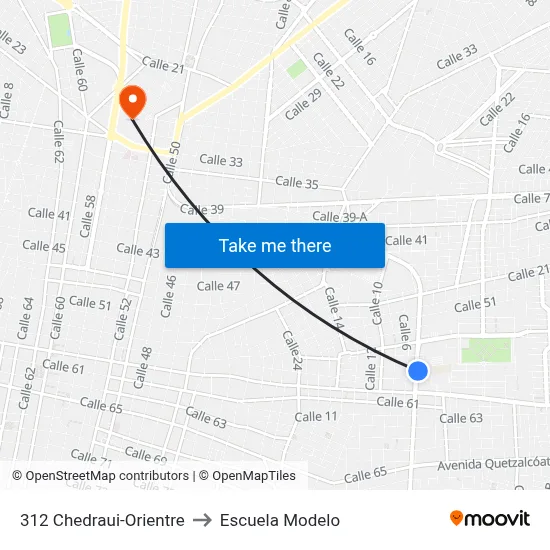 312 Chedraui-Orientre to Escuela Modelo map