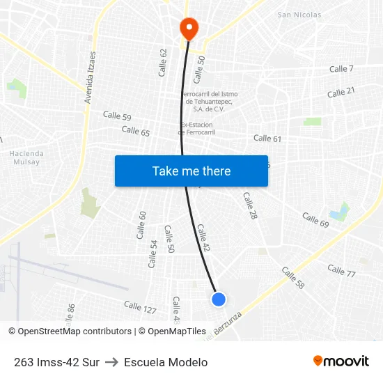 263 Imss-42 Sur to Escuela Modelo map