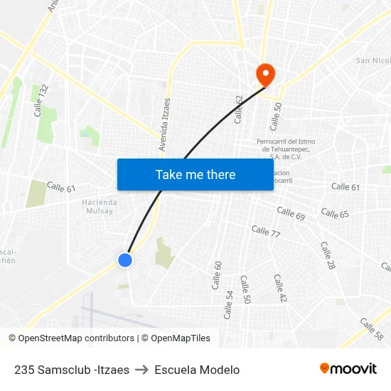 235 Samsclub -Itzaes to Escuela Modelo map