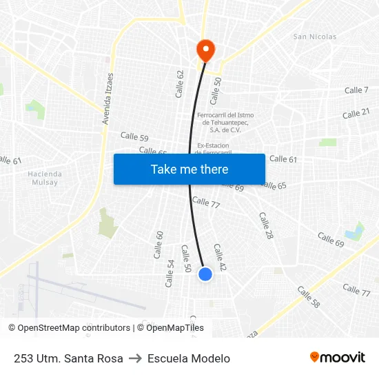 253 Utm. Santa Rosa to Escuela Modelo map