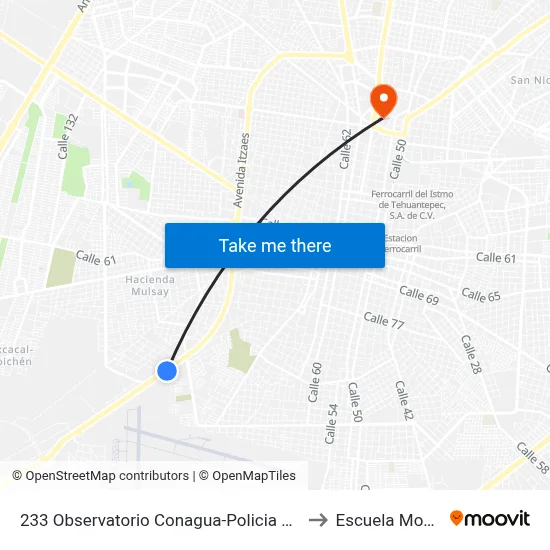 233 Observatorio Conagua-Policia Federal to Escuela Modelo map