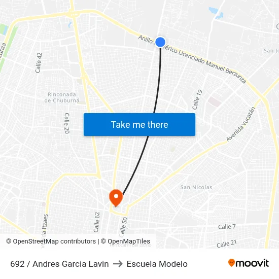 692 / Andres Garcia Lavin to Escuela Modelo map