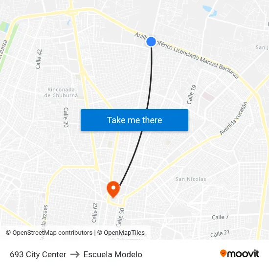 693 City Center to Escuela Modelo map