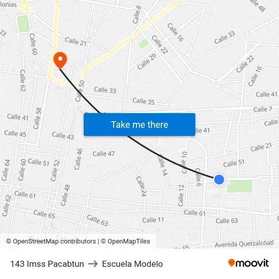 143 Imss Pacabtun to Escuela Modelo map