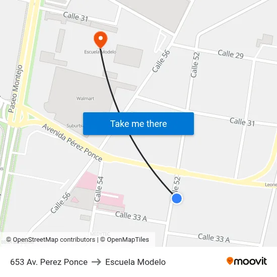 653 Av. Perez Ponce to Escuela Modelo map