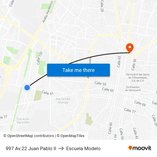 997 Av.22 Juan Pablo II to Escuela Modelo map