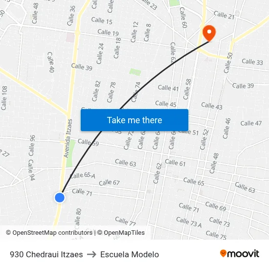 930 Chedraui Itzaes to Escuela Modelo map