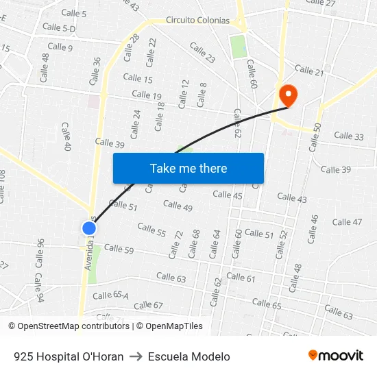 925 Hospital O'Horan to Escuela Modelo map
