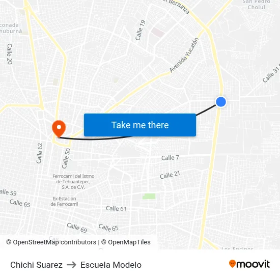 Chichi Suarez to Escuela Modelo map