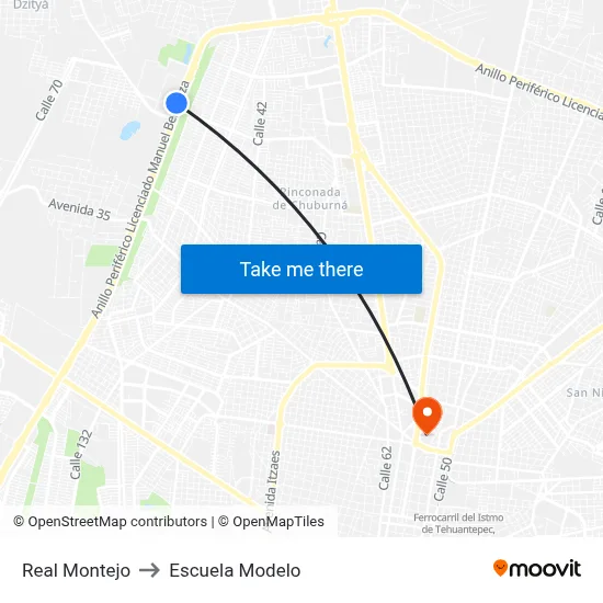 Real Montejo to Escuela Modelo map
