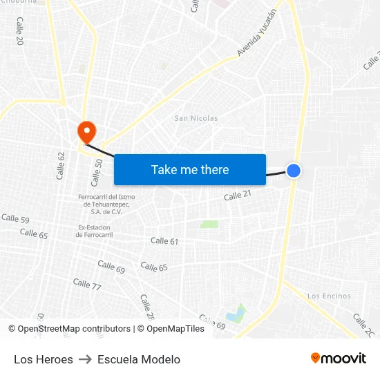 Los Heroes to Escuela Modelo map