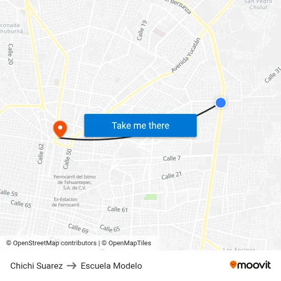 Chichi Suarez to Escuela Modelo map