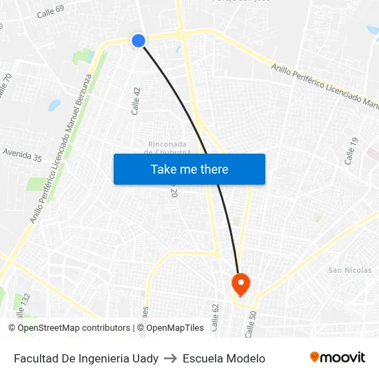 Facultad De Ingenieria Uady to Escuela Modelo map