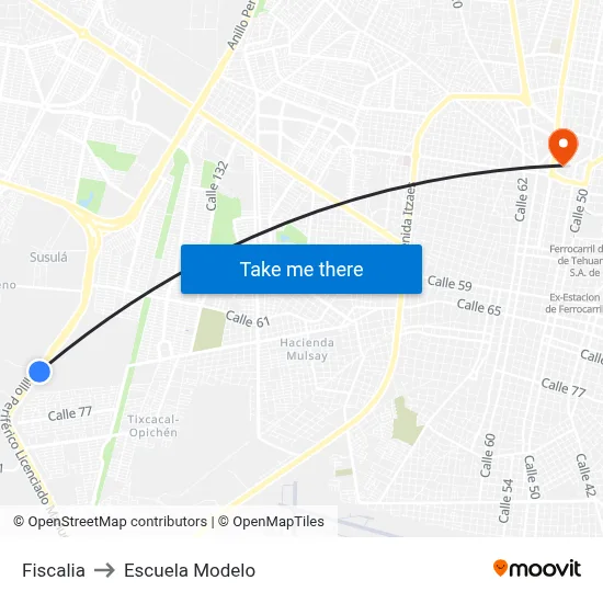 Fiscalia to Escuela Modelo map