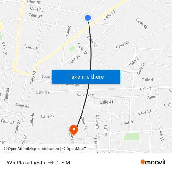 626 Plaza Fiesta to C.E.M. map