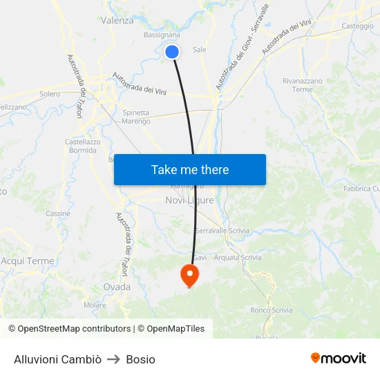 Alluvioni Cambiò to Bosio map